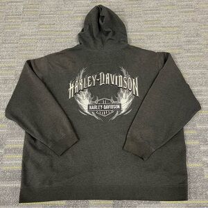 Harley Davidson Zip Up Hoodie Sweatshirt Size 3XL Embroidered Vintage Y2K Flames